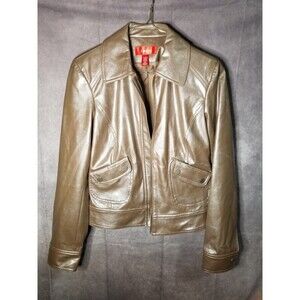 Latina Life Tan Leather Jacket Womens SZ 4 Polyester Lining